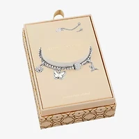Sparkle Allure Womens White Cubic Zirconia Pure Silver Over Brass Butterfly Charm Bracelet