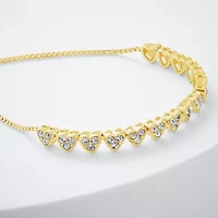 Sparkle Allure Womens White Crystal 14K Gold Over Brass Heart Bolo Bracelet