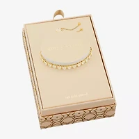 Sparkle Allure Womens White Crystal 14K Gold Over Brass Heart Bolo Bracelet