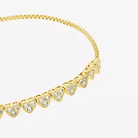 Sparkle Allure Womens White Crystal 14K Gold Over Brass Heart Bolo Bracelet