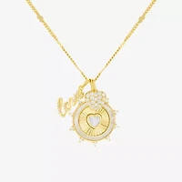 Sparkle Allure Womens White Cubic Zirconia 14K Gold Over Brass Heart 18 Inch Pendant Necklace