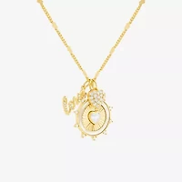 Sparkle Allure Womens White Cubic Zirconia 14K Gold Over Brass Heart 18 Inch Pendant Necklace
