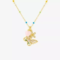 Sparkle Allure Womens Multi Color Cubic Zirconia 14K Gold Over Brass Butterfly 18 Inch Pendant Necklace