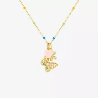 Sparkle Allure Womens Multi Color Cubic Zirconia 14K Gold Over Brass Butterfly 18 Inch Pendant Necklace