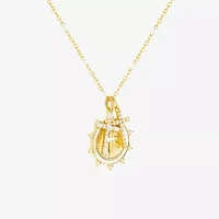 Sparkle Allure Womens White Cubic Zirconia 14K Gold Over Brass Cross 18 Inch Pendant Necklace