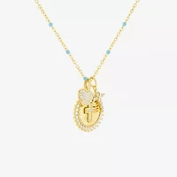 Sparkle Allure Womens White Cubic Zirconia 14K Gold Over Brass Cross 18 Inch Pendant Necklace