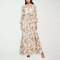 Premier Amour Womens Long Sleeve Floral Maxi Dress