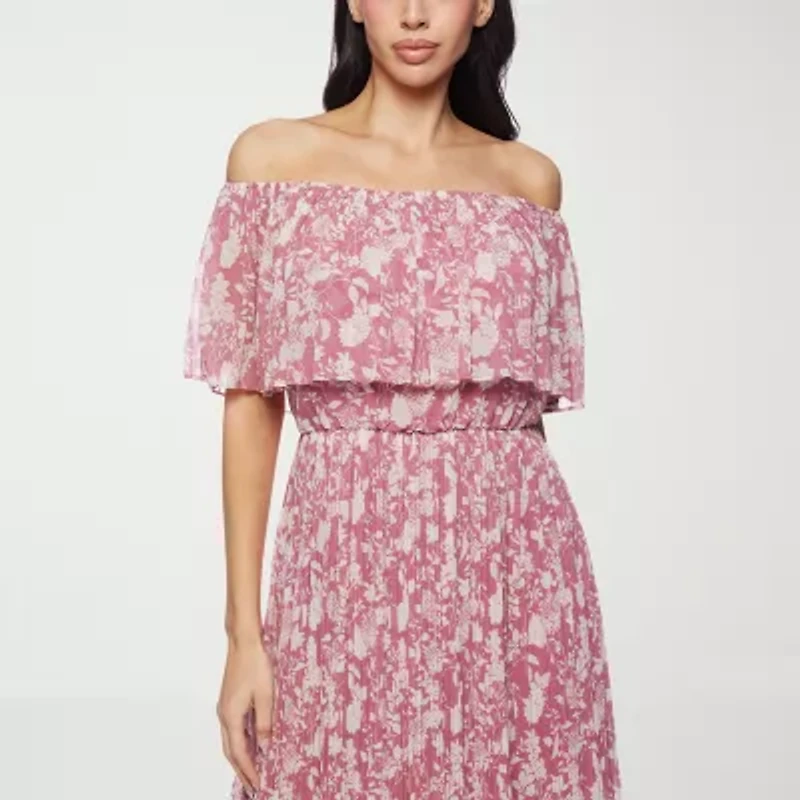 Premier Amour Off The Shoulder Womens Sleeveless Floral Maxi Dress