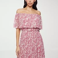 Premier Amour Off The Shoulder Womens Sleeveless Floral Maxi Dress