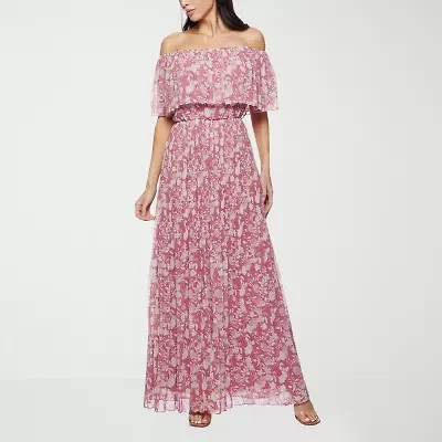 Premier Amour Off The Shoulder Womens Sleeveless Floral Maxi Dress