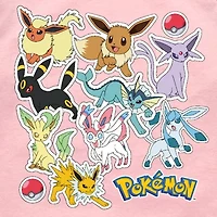 Little & Big Kid Girls Crew Neck 3/4 Sleeve Regular Fit Pokeman Graphic T-Shirt