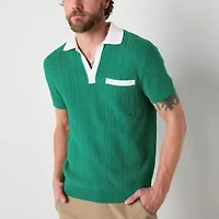 Xersion Lightweight Johnny Collar Sweater Mens Regular Fit Short Sleeve Polo Shirt