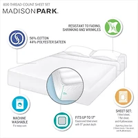 Madison Park 800tc Sateen Easy Care Wrinkle Resistant Sheet Set