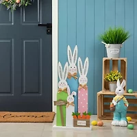 Glitzhome 29.75in Wooden Bunny Family Easter Porch Sign