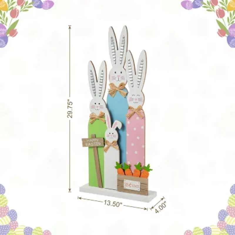 Glitzhome 29.75in Wooden Bunny Family Easter Porch Sign