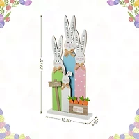Glitzhome 29.75in Wooden Bunny Family Easter Porch Sign