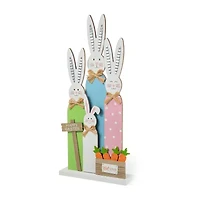 Glitzhome 29.75in Wooden Bunny Family Easter Porch Sign