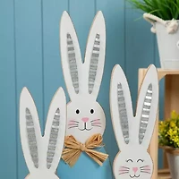 Glitzhome 29.75in Wooden Bunny Family Easter Porch Sign
