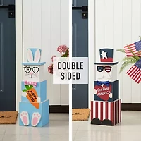 Glitzhome 24in Double Sided Wooden Easter Porch Sign