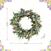 Glitzhome 22in Eggs And Lavender Easter Tabletop Decor