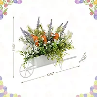 Glitzhome 12.5in Carrot Metal Wagon Easter Tabletop Decor