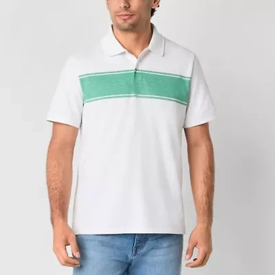 St. John's Bay Essential Striped Oxford Mens Classic Fit Short Sleeve Polo Shirt
