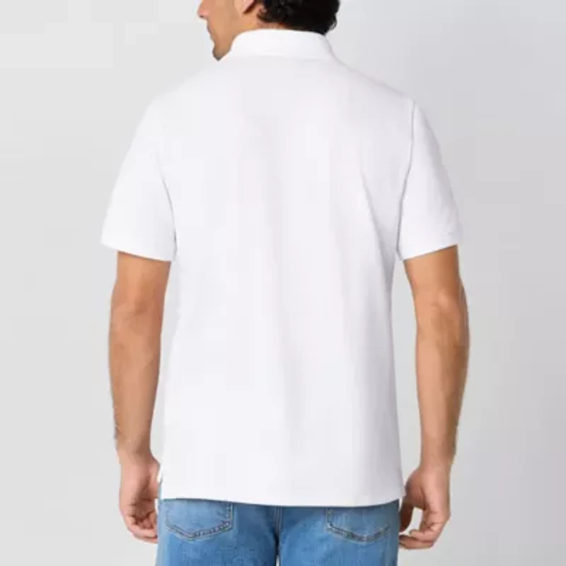 St. John's Bay Essential Striped Oxford Mens Slim Fit Short Sleeve Polo Shirt