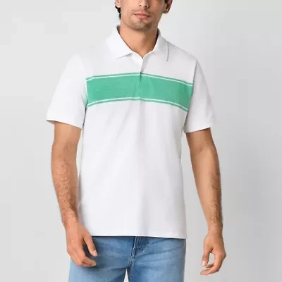 St. John's Bay Essential Striped Oxford Mens Slim Fit Short Sleeve Polo Shirt