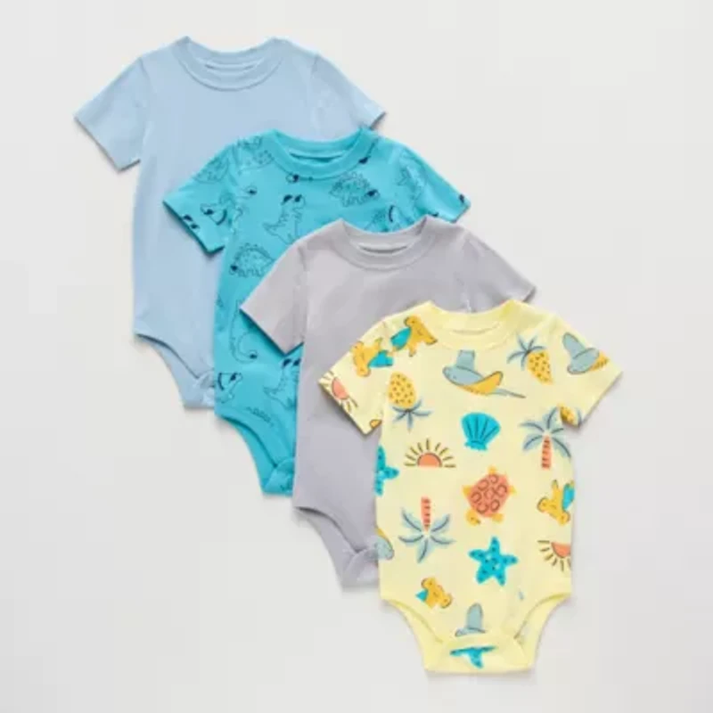 Okie Dokie Baby Boys Crew Neck Short Sleeve 4-pc. Bodysuit