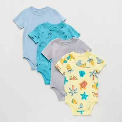 Okie Dokie Baby Boys Crew Neck Short Sleeve 4-pc. Bodysuit