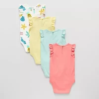 Okie Dokie Baby Girls Round Neck 4-pc. Bodysuit