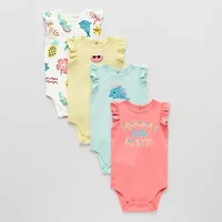 Okie Dokie Baby Girls Round Neck 4-pc. Bodysuit