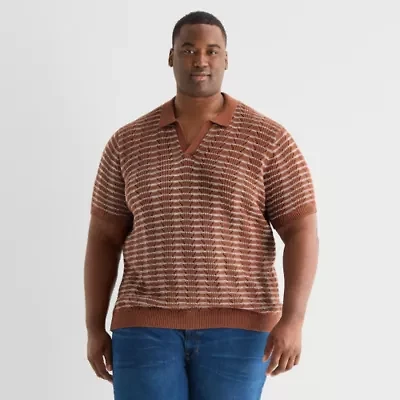 mutual weave Big and Tall Mens Short Sleeve Polo Sweater