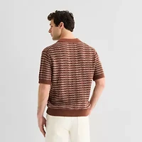 mutual weave Mens Short Sleeve Polo Sweater