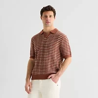 mutual weave Mens Short Sleeve Polo Sweater