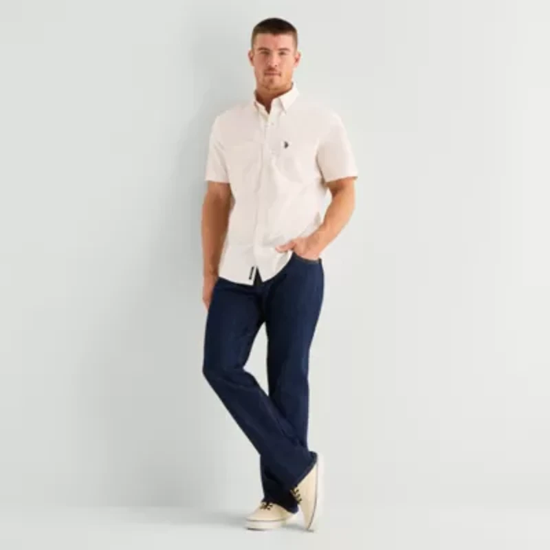 U.S. Polo Assn. Mens Short Sleeve Classic Fit Embroidered Button-Down Shirt