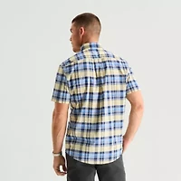 U.S. Polo Assn. Plaid Mens Short Sleeve Classic Fit Embroidered Button-Down Shirt