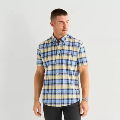 U.S. Polo Assn. Plaid Mens Short Sleeve Classic Fit Embroidered Button-Down Shirt