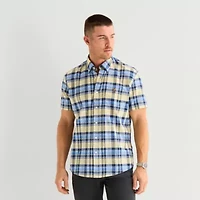 U.S. Polo Assn. Plaid Mens Short Sleeve Classic Fit Embroidered Button-Down Shirt