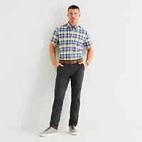 U.S. Polo Assn. Plaid Mens Short Sleeve Classic Fit Embroidered Button-Down Shirt
