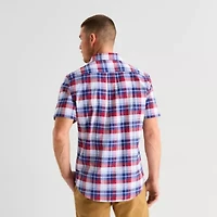 U.S. Polo Assn. Plaid Mens Short Sleeve Classic Fit Embroidered Button-Down Shirt