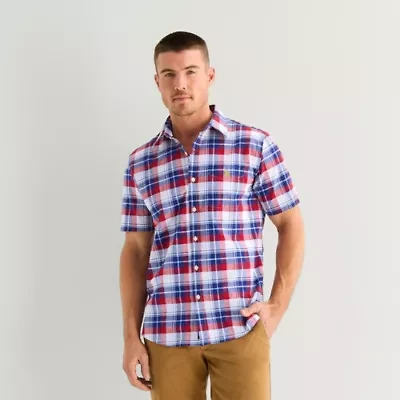 U.S. Polo Assn. Plaid Mens Short Sleeve Classic Fit Embroidered Button-Down Shirt