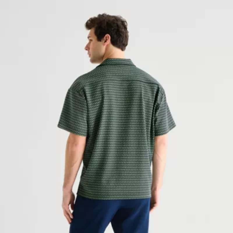 J. Ferrar Geo Mens Short Sleeve Regular Fit Button-Down Shirt