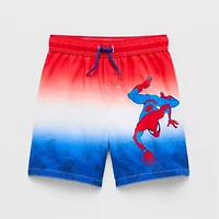Disney Collection Little & Big Kid Boys Spiderman Swim Trunks