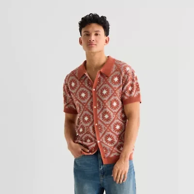 Arizona Mens Short Sleeve Button Polo Sweater