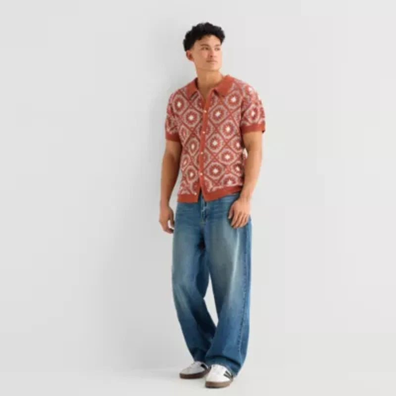 Arizona Mens Short Sleeve Button Polo Sweater