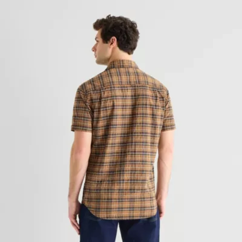 mutual weave Mens Short Sleeve Regular Fit Button-Down Shirt