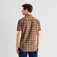 mutual weave Mens Short Sleeve Regular Fit Button-Down Shirt