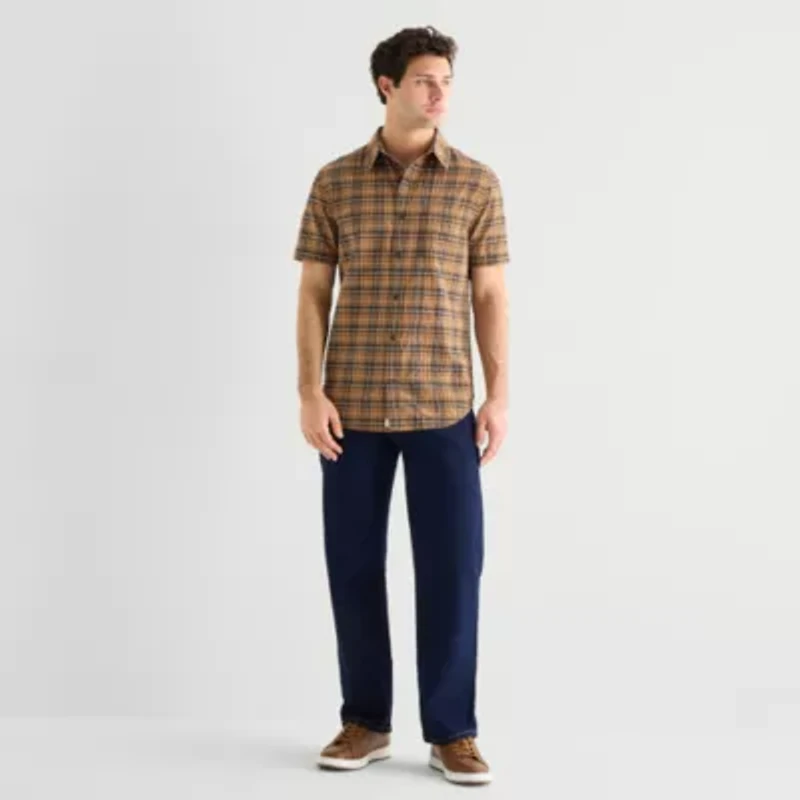 mutual weave Mens Short Sleeve Regular Fit Button-Down Shirt