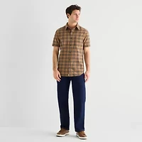 mutual weave Mens Short Sleeve Regular Fit Button-Down Shirt